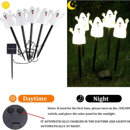 Spooky Solar Pumpkin and Ghost Yard Decor Set