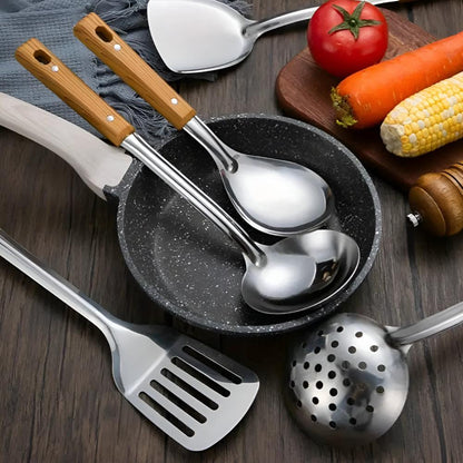 Premium Kitchen Utensil Set with Wooden Handle