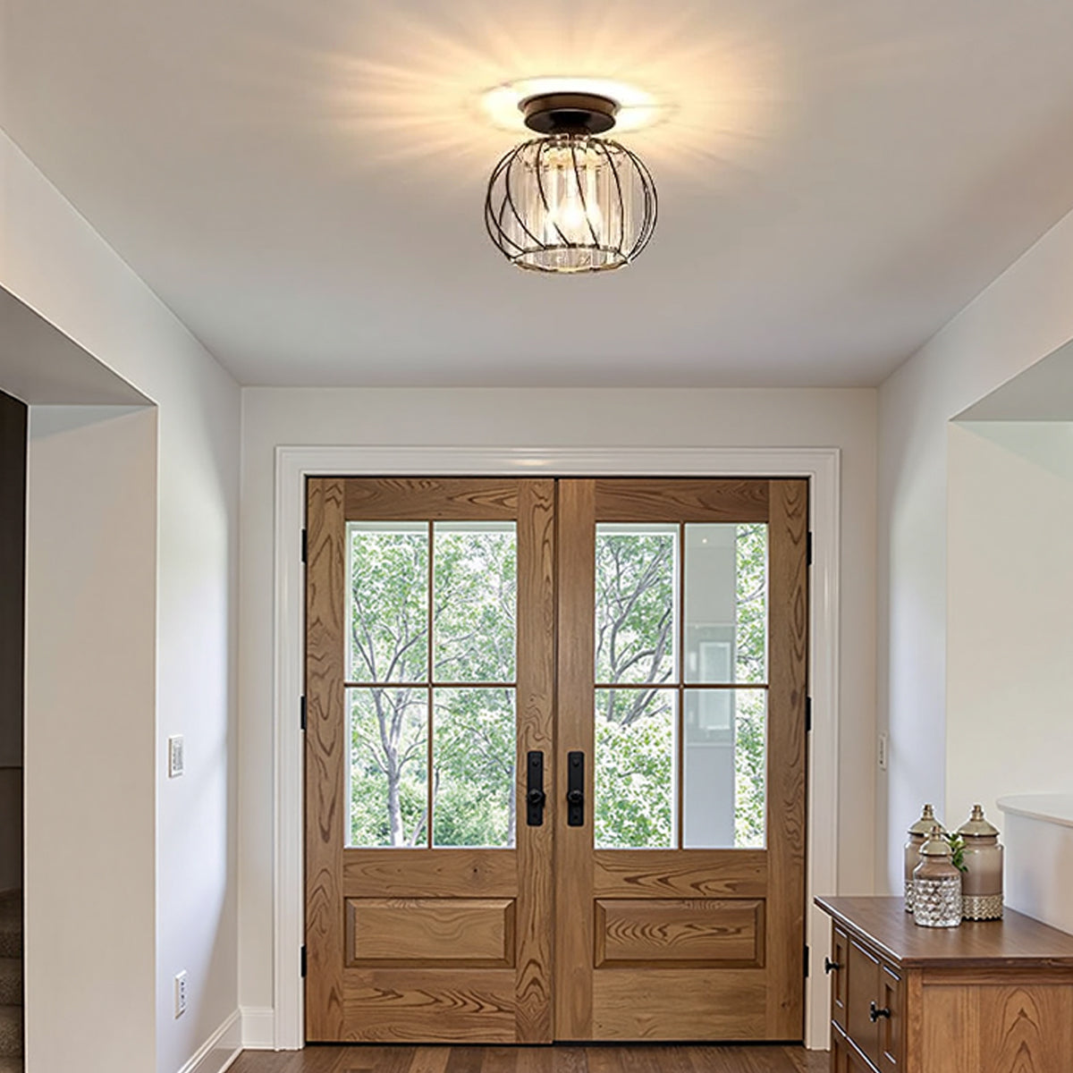 Modern Creative Lantern Shape Glass Ceiling Light