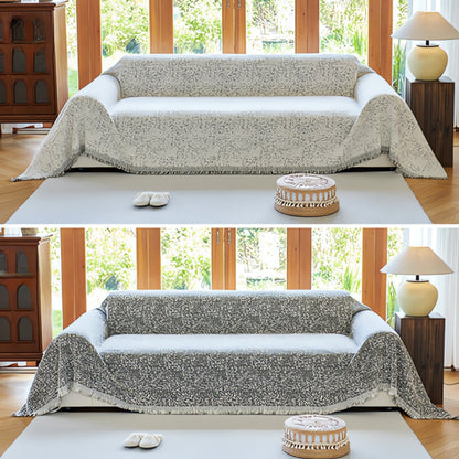 Stretchable Sofa Slipcover Grey White Geometric Pattern