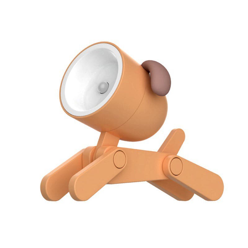 Orange lamp with a brown handle on a white background