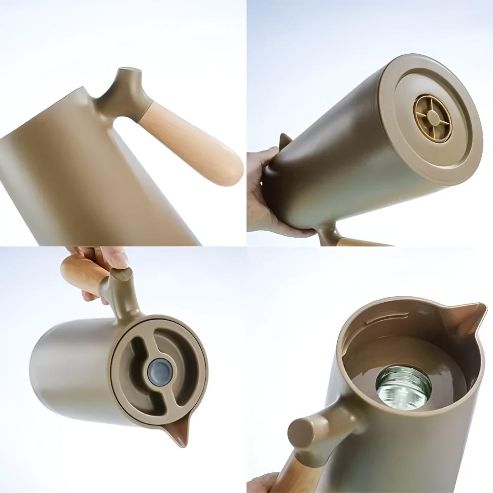 Thermal Coffee Carafe - Stainless Steel Wood Grip