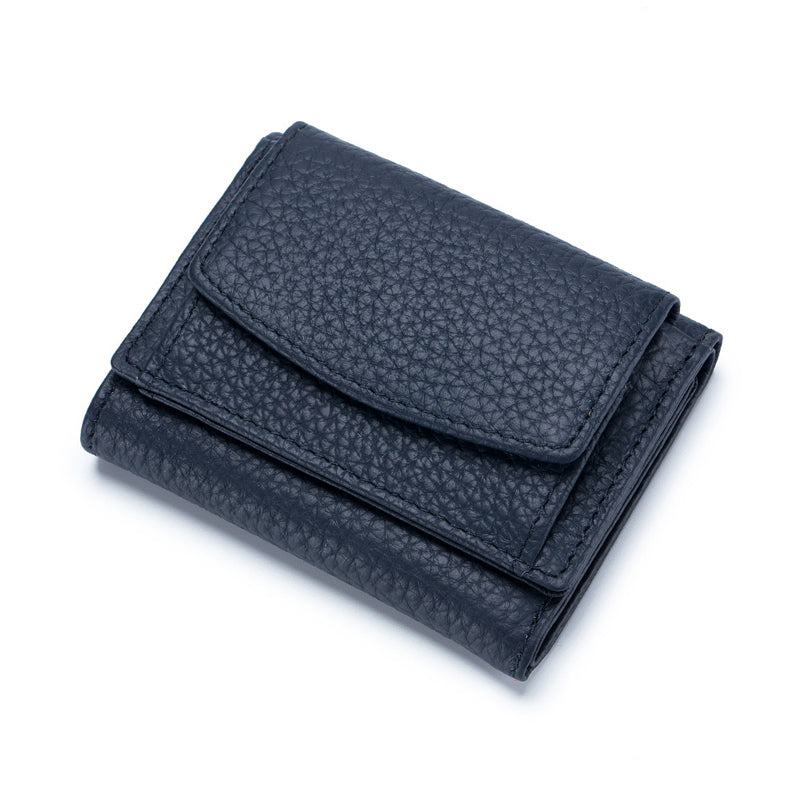 Small Genuine Leather Card Wallet with Coin Pocket