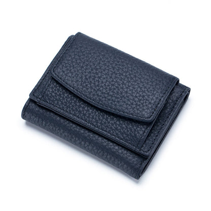 Small Genuine Leather Card Wallet with Coin Pocket