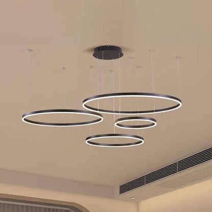 Stylish Pendant Light Circle Metal Black Gold Brown