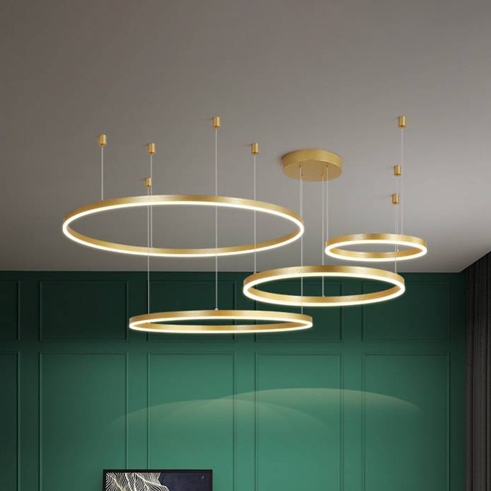 Stylish Pendant Light Circle Metal Black Gold Brown