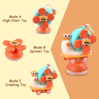 5-in-1 Snail Spinner Suction Toy, Montessori Baby Sensory Toy for Bath, Mealtime & Play, Safe for Ages 6 Months+