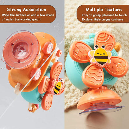 5-in-1 Snail Spinner Suction Toy, Montessori Baby Sensory Toy for Bath, Mealtime & Play, Safe for Ages 6 Months+