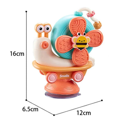5-in-1 Snail Spinner Suction Toy, Montessori Baby Sensory Toy for Bath, Mealtime & Play, Safe for Ages 6 Months+