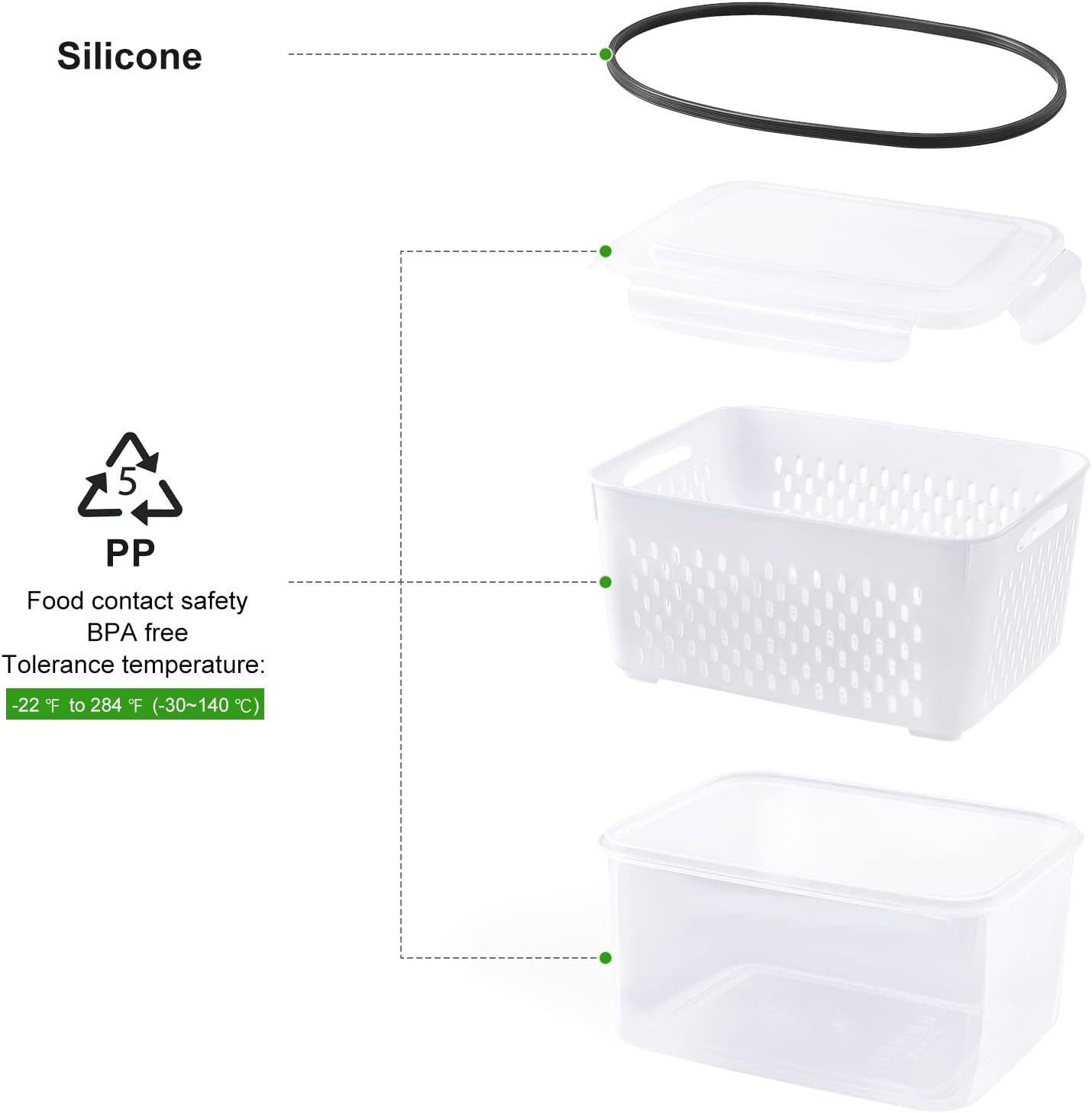 5-piece Large Food Storage Set - FreshKeeper-Nora Luxe