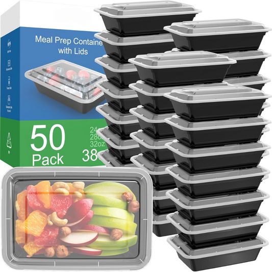 50-Pack Plastic Food Storage Containers with Lids, Airtight - Pexav