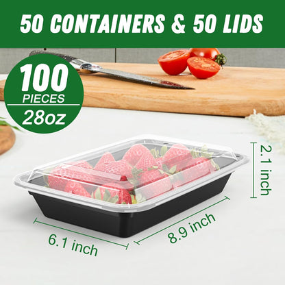 50-Pack Reusable Meal Prep Containers with Lid, Leakproof-700 ml-Nora Luxe
