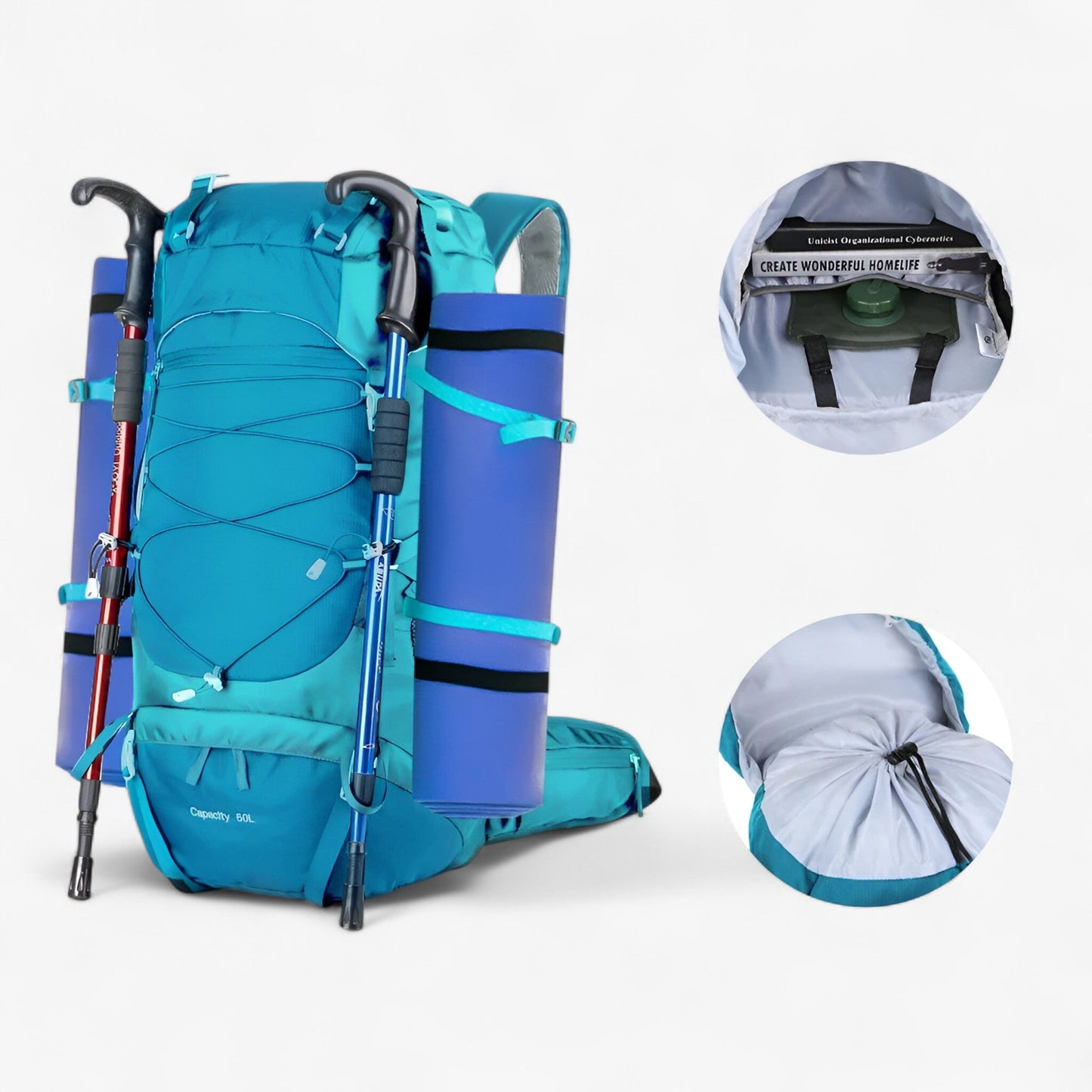 Waterproof Outdoor Backpack with Rain Cover 50L