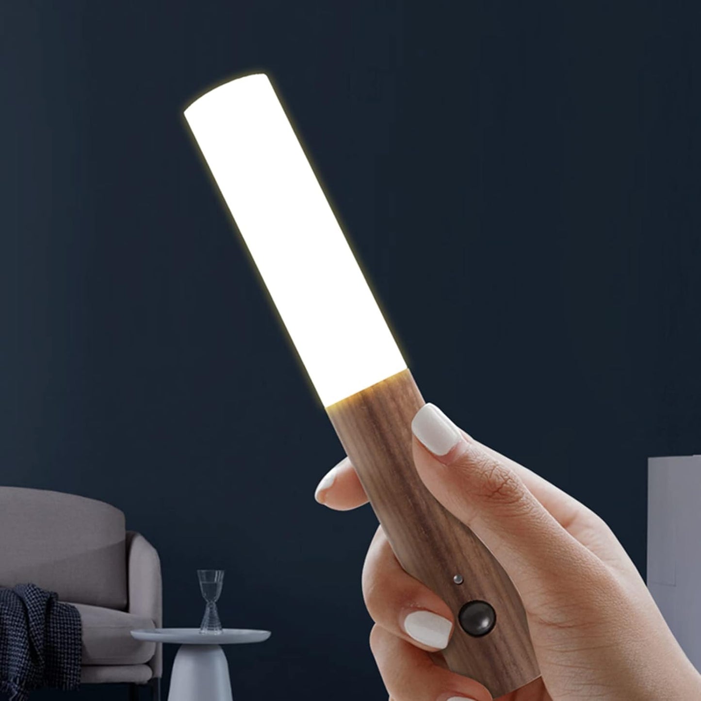 Wooden Motion Sensor Wall Light USB Rechargeable