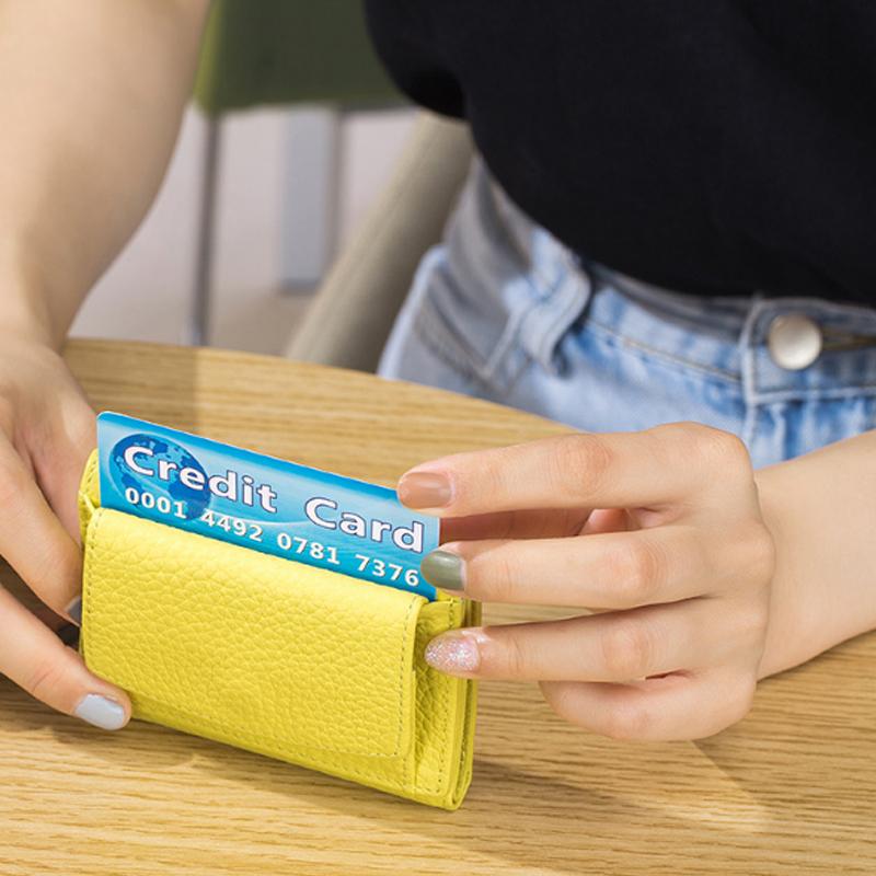 Small Genuine Leather Card Wallet with Coin Pocket