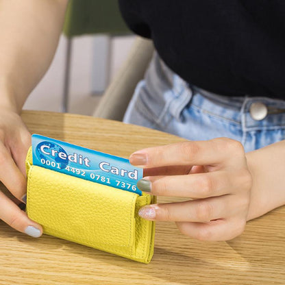Small Genuine Leather Card Wallet with Coin Pocket