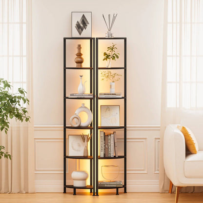 Space Saving 6 Shelf Corner Bookcase