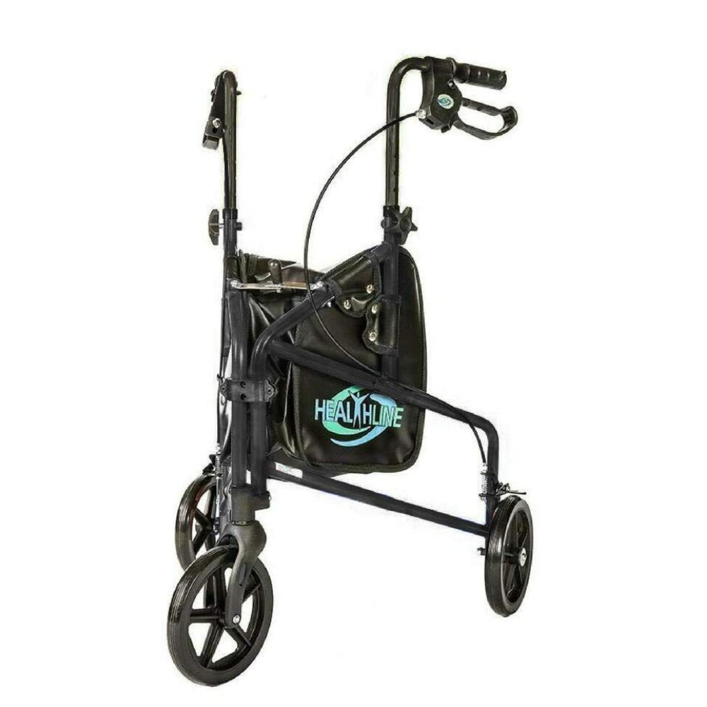 Compact 3 Wheel Folding Walker with Storage Basket