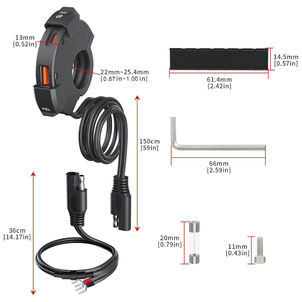 Compact Bike Phone Charger with Handlebar Clip