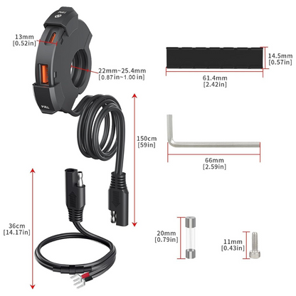 Compact Bike Phone Charger with Handlebar Clip