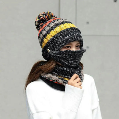 Soft Woolen Hat and Scarf Set with Fleece Lining