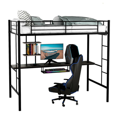 Space Saving Twin Metal Bunk Bed Frame With Desk