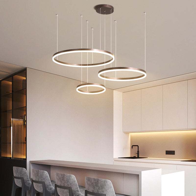 Stylish Pendant Light Circle Metal Black Gold Brown