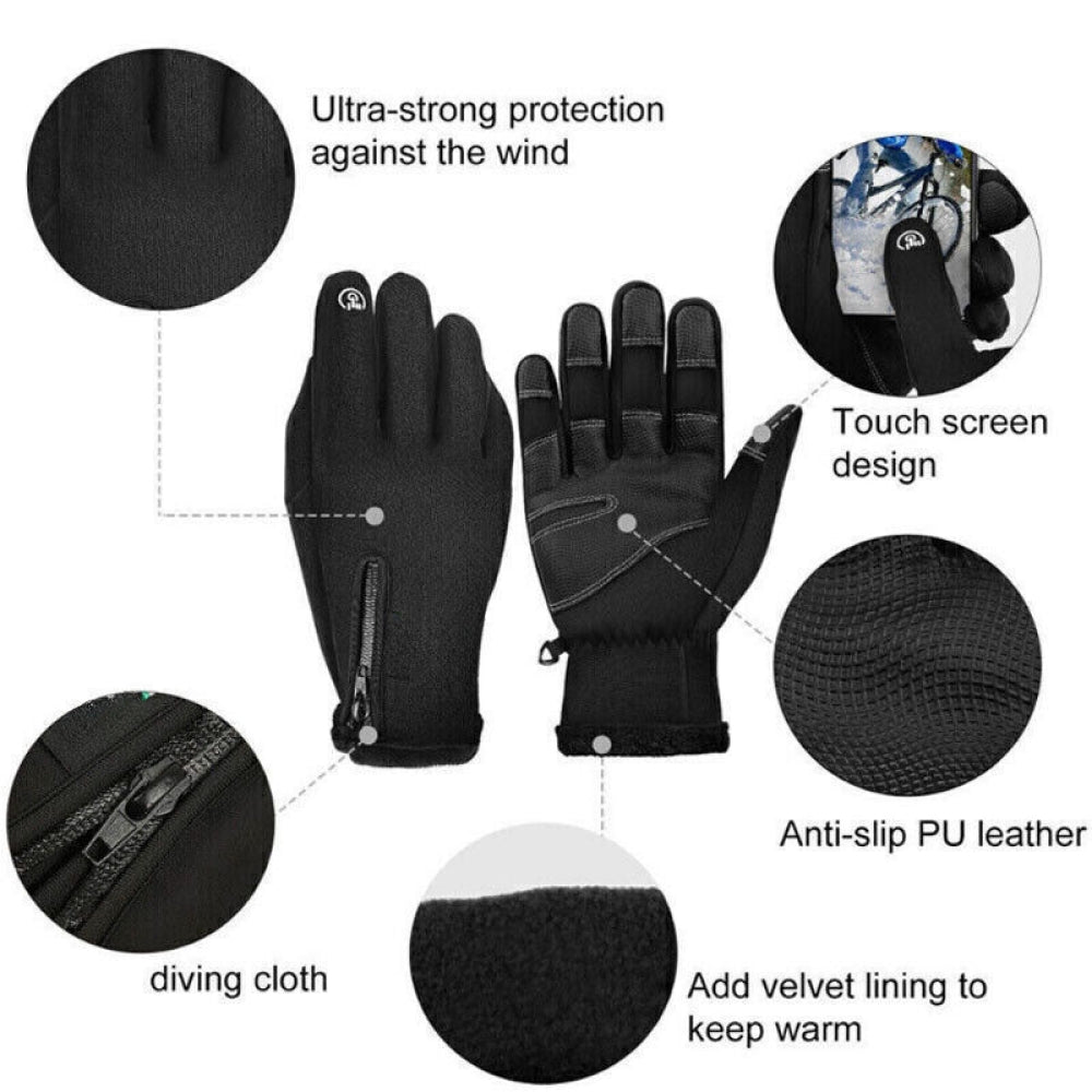 Warm Waterproof Gloves for Skiing and Winter Sports