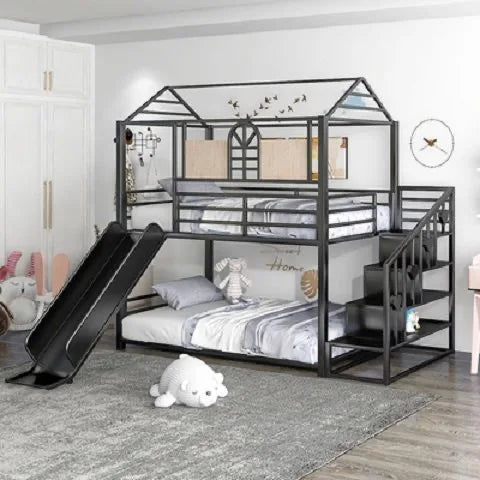 Stylish Wooden Kids Bunk Bed Playhouse Frame - Pexav