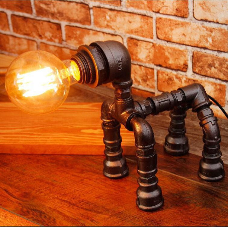 Rustic Metal Dog Theme Table Lamp