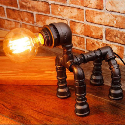 Rustic Metal Dog Theme Table Lamp