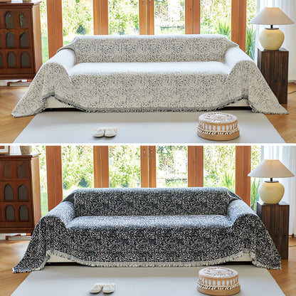 Stretchable Sofa Slipcover Grey White Geometric Pattern
