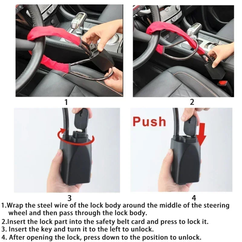 Anti Theft Car Steering Wheel Lock with Belt