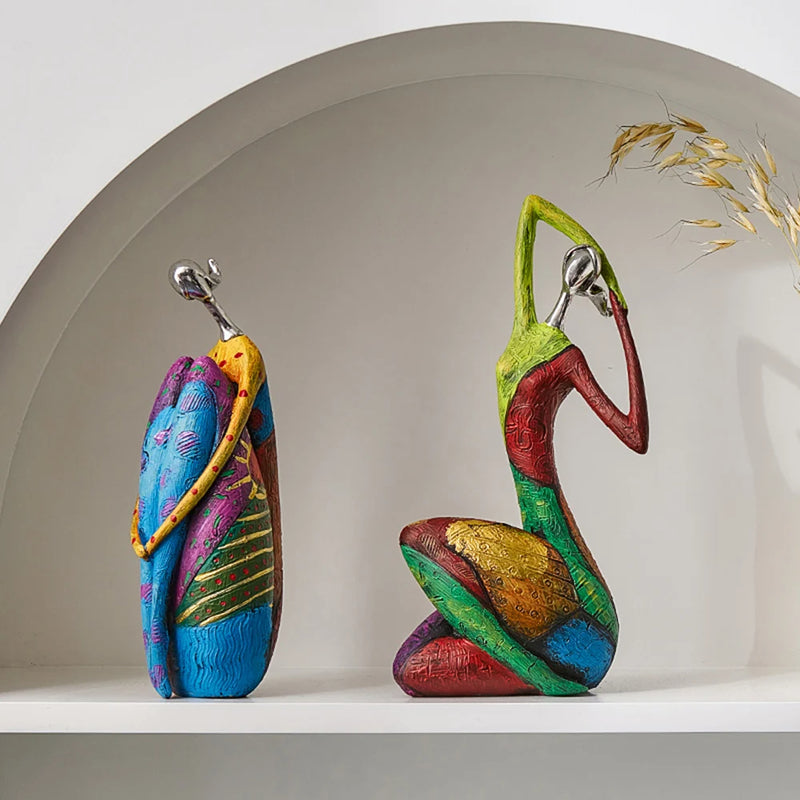 Vibrant Artistic Resin Decorative Figurine Set