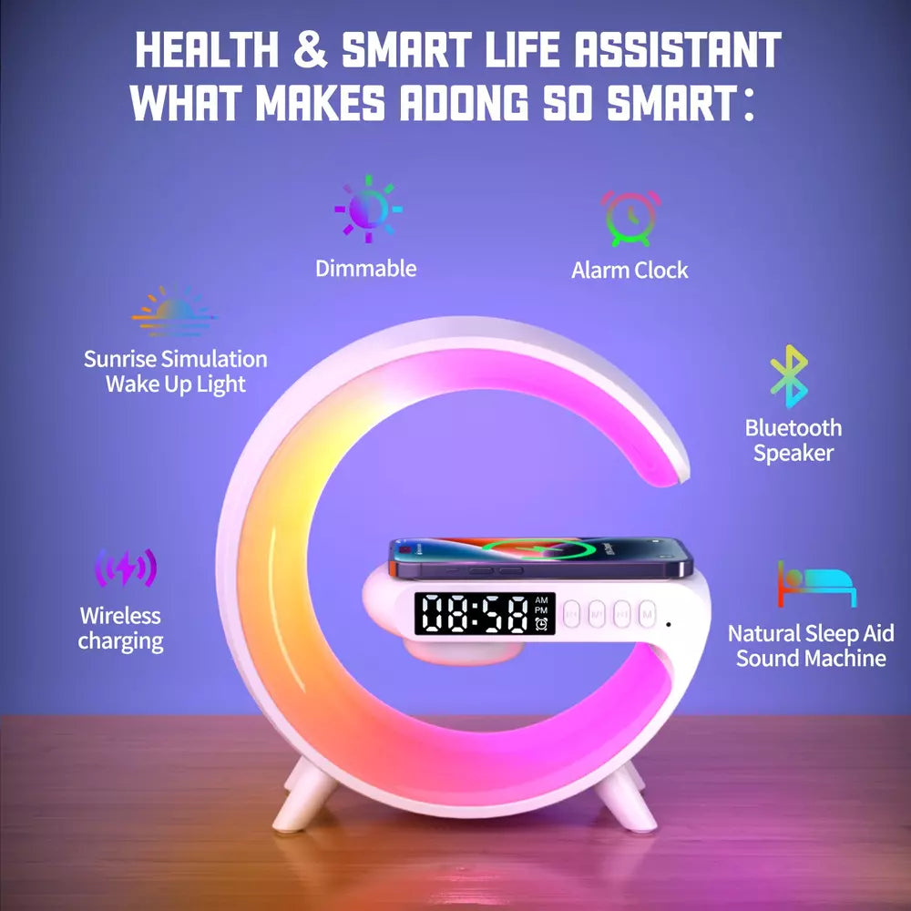 Wireless Charging Sound Lamp with Bluetooth Speaker & Clock