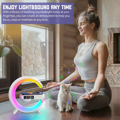 Wireless Charging Sound Lamp with Bluetooth Speaker & Clock