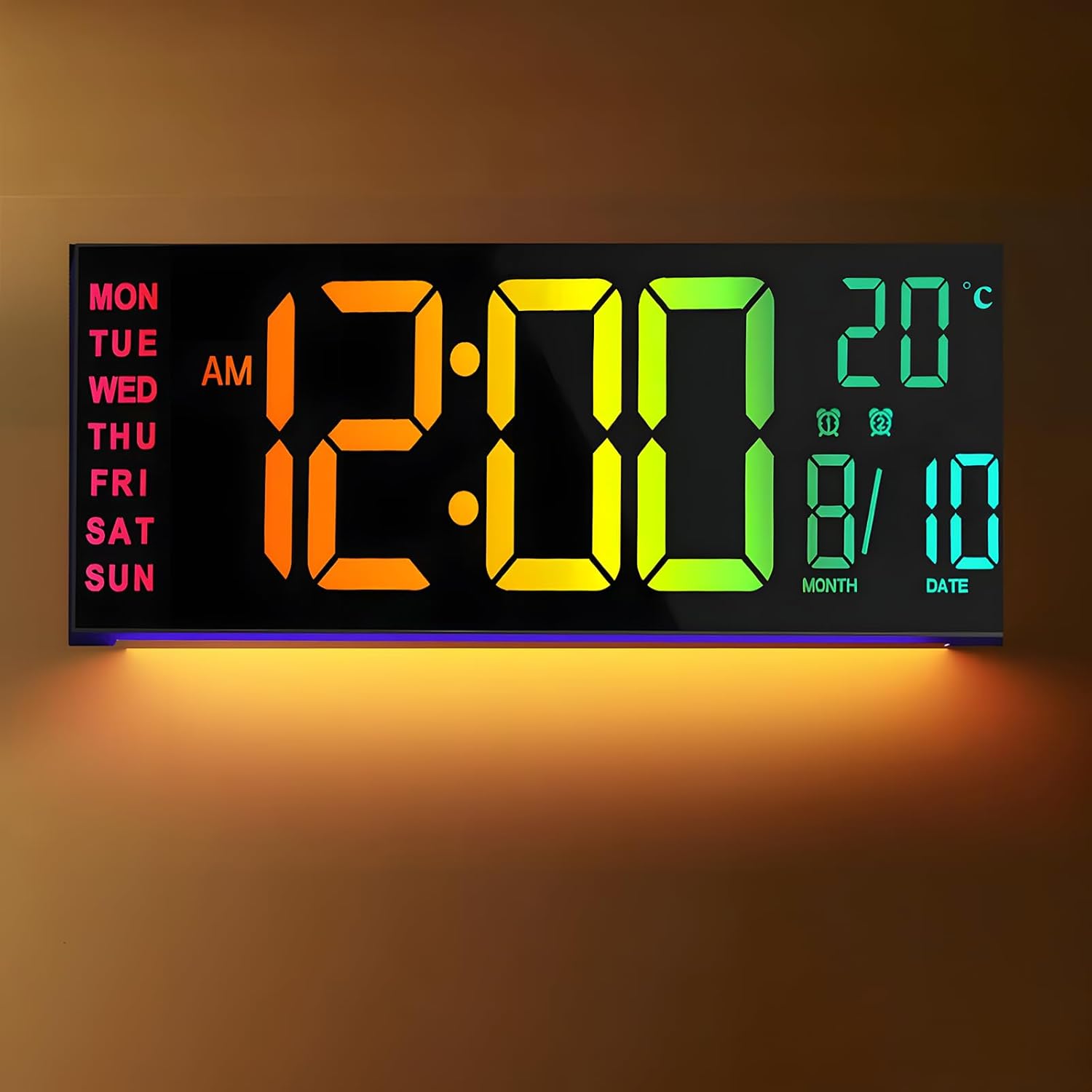 Large Colorful LED Alarm Clock with Remote Control - Pexav