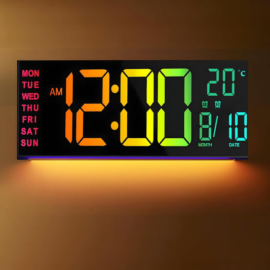 Large Colorful LED Alarm Clock with Remote Control - Pexav