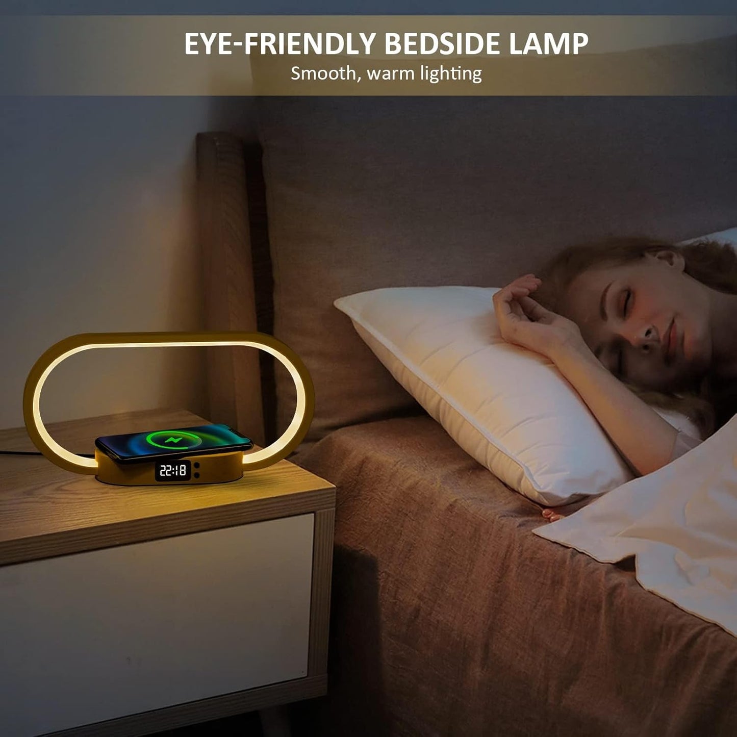Smart LED Nightstand Lamp with Clock