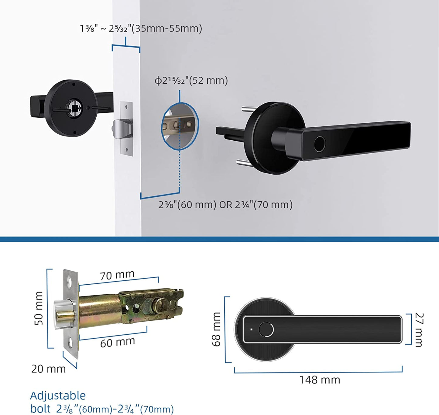 Secure Digital Fingerprint Door Lock Handle Set