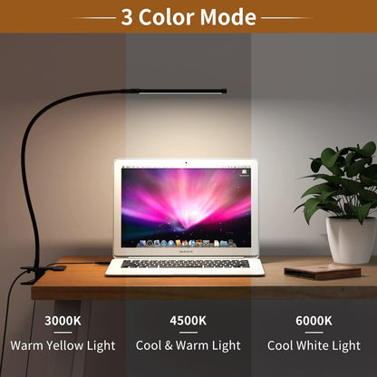 Bright LED Clamp On Desk Lamp with USB Charger