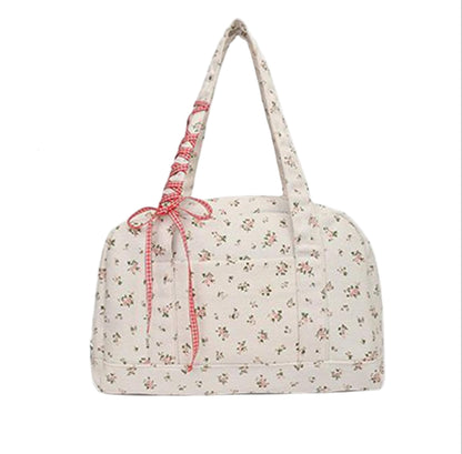 Big Cotton Travel Bag with Ribbon Detail