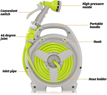 Space Saving Garden Hose Reel with 15m Long Pipe