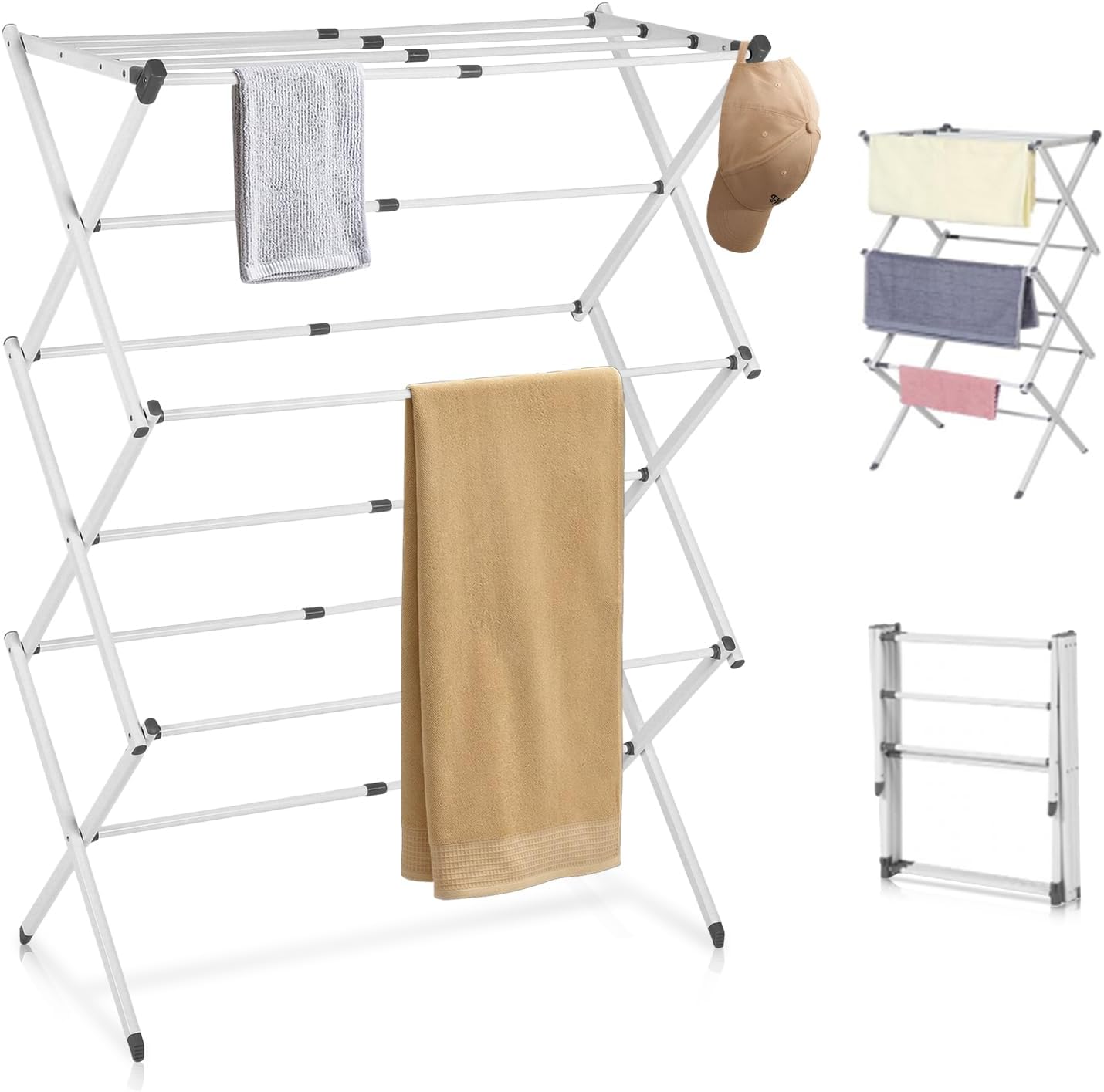 Space Saving 3 Tier Folding Dryer Rack - Pexav