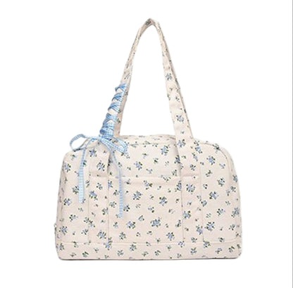Big Cotton Travel Bag with Ribbon Detail
