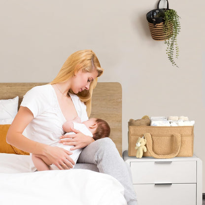 Soft Baby Diaper Caddy Storage Basket with Pockets