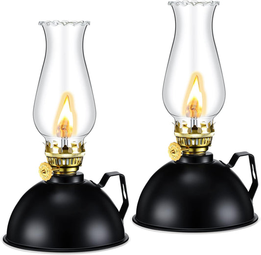 Classic Glass and Metal Table Lamps Set of 2 - Pexav