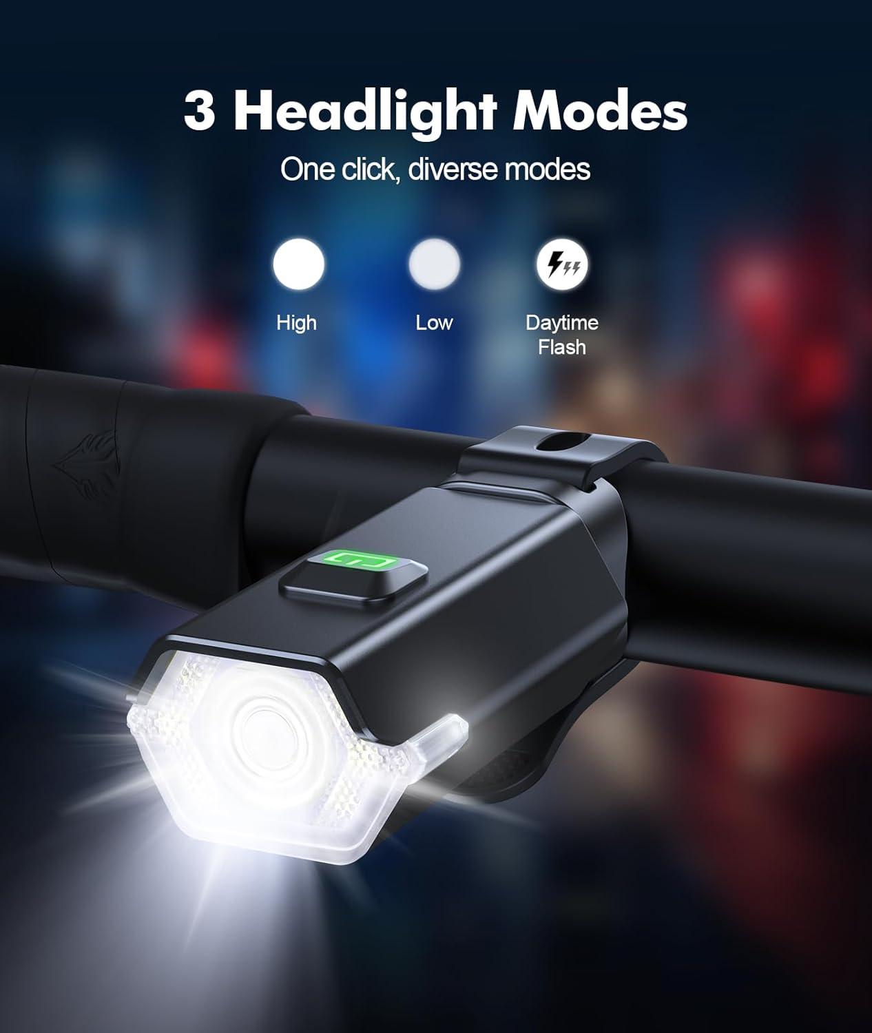 Bright LED Bike Lights with 9 Modes and Side Beams