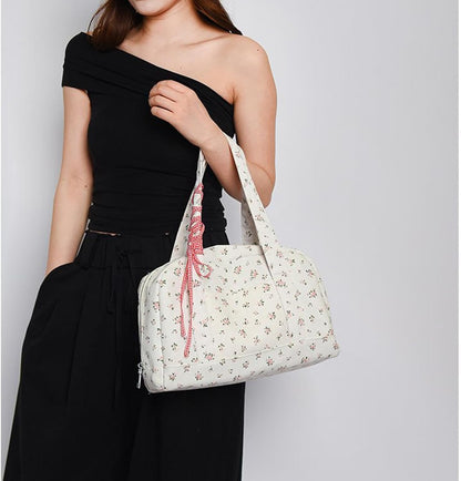 Big Cotton Travel Bag with Ribbon Detail