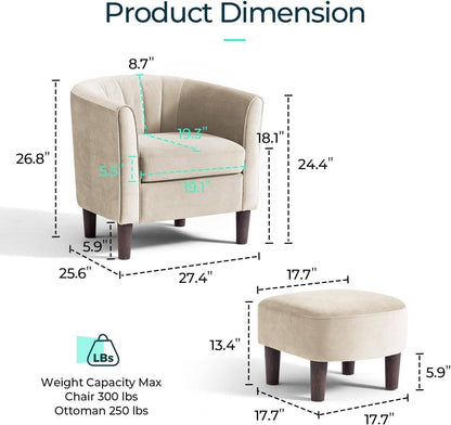 Comfortable Armchair with Storage Stool